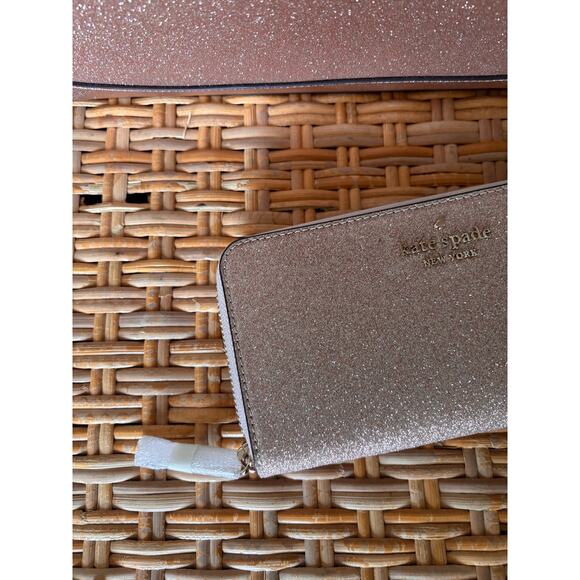 Kate Spade Tinsel Rose Gold NWOT Tote and Wallet - Picture 7 of 9
